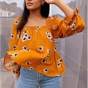 Square neck Floral Printed Blouse Top